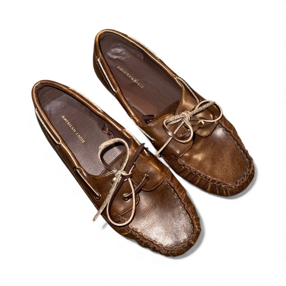 American Eagle Lace-Up Moccasins Women’s Boat Shoes Flat Slip-On Loafers Size 8